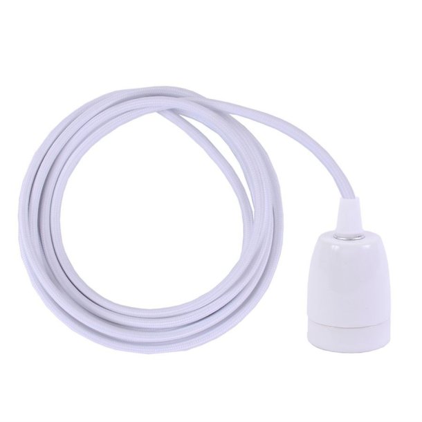 White cable 3 m. w/white porcelain