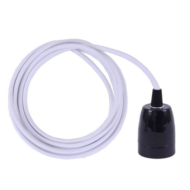 White cable 3 m. w/black porcelain