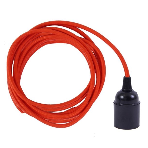 Dark orange cable 3 m. w/bakelite lamp holder