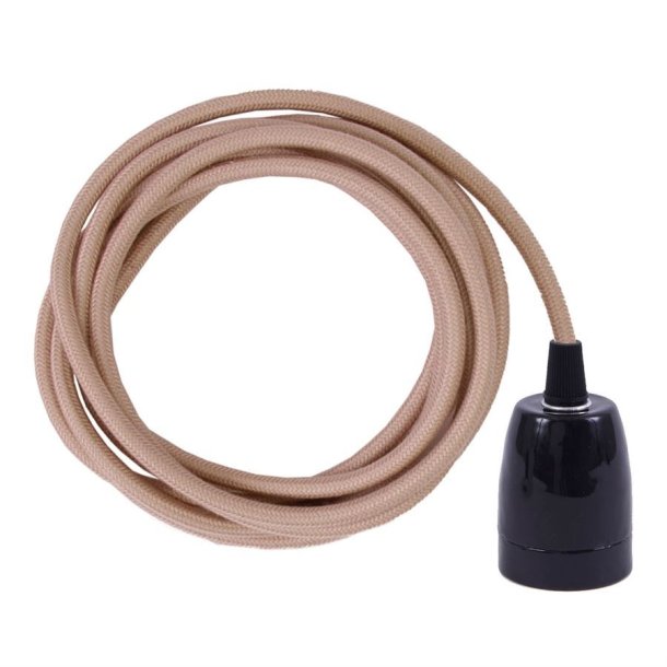 Dusty Pale pink cable 3 m. w/black porcelain