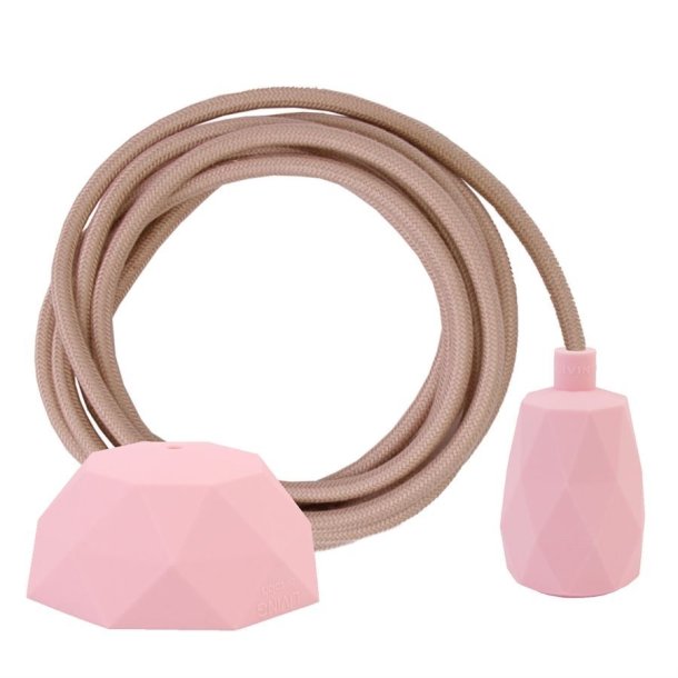 Dusty Pale pink cable 3 m. w/pale pink Facet