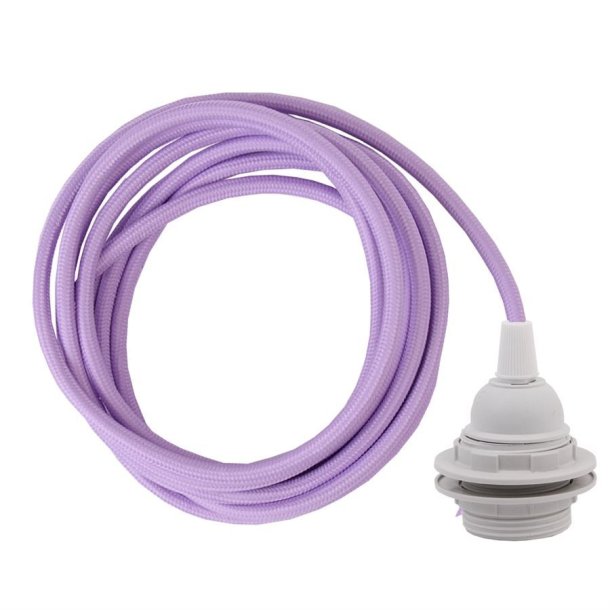 Lilac cable 3 m. w/plastic lamp holder w/2 rings E27