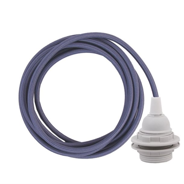 Deep purple cable 3 m. w/plastic lamp holder w/2 rings E27