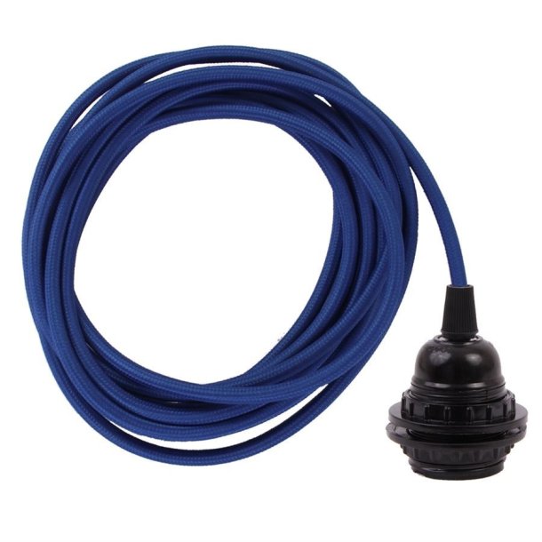 Dark blue cable 3 m. w/bakelite lamp holder w/2 rings E27