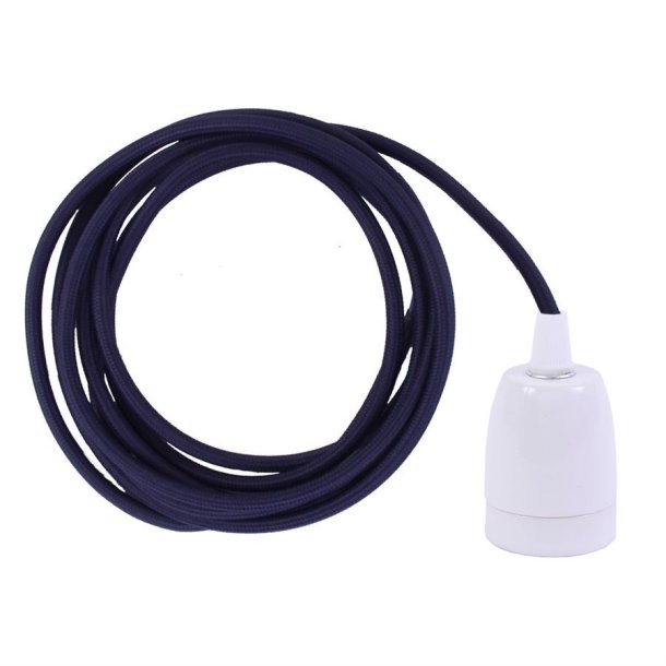 Navy blue cable 3 m. w/white porcelain