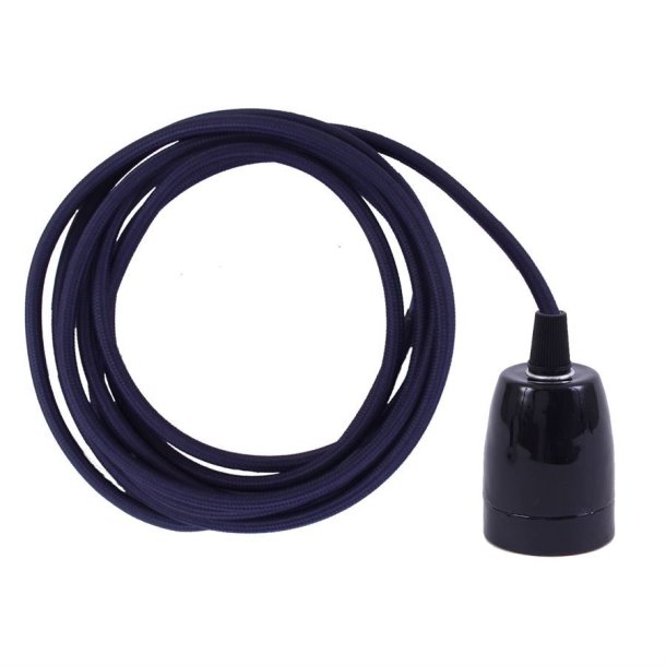 Navy blue cable 3 m. w/black porcelain