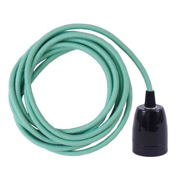 Dusty Pale turquoise cable 3 m. w/black porcelain