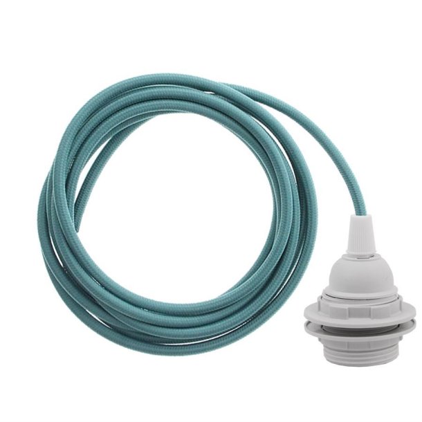 Ocean blue cable 3 m. w/plastic lamp holder w/2 rings E27