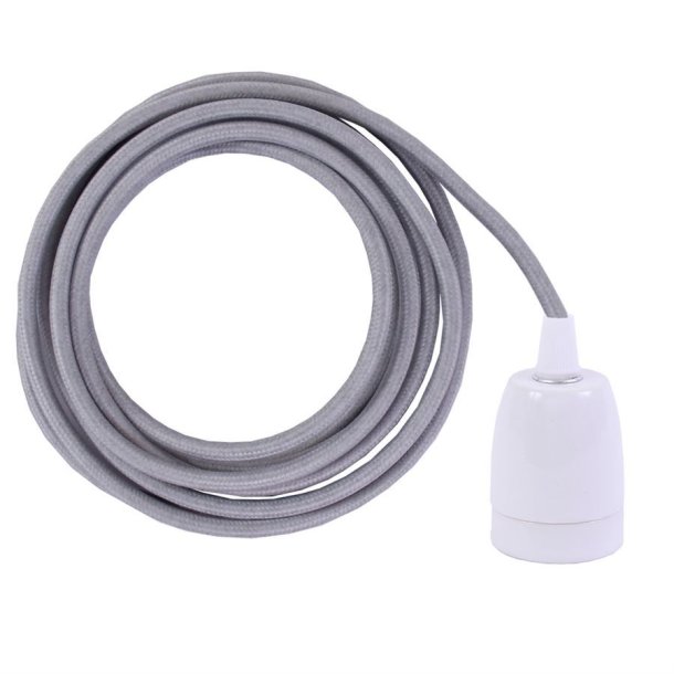 Pale grey cable 3 m. w/white porcelain