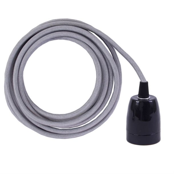 Pale grey cable 3 m. w/black porcelain