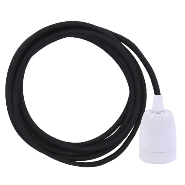 Dusty Black cable 3 m. w/white porcelain