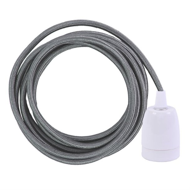 Dark silver cable 3 m. w/white porcelain