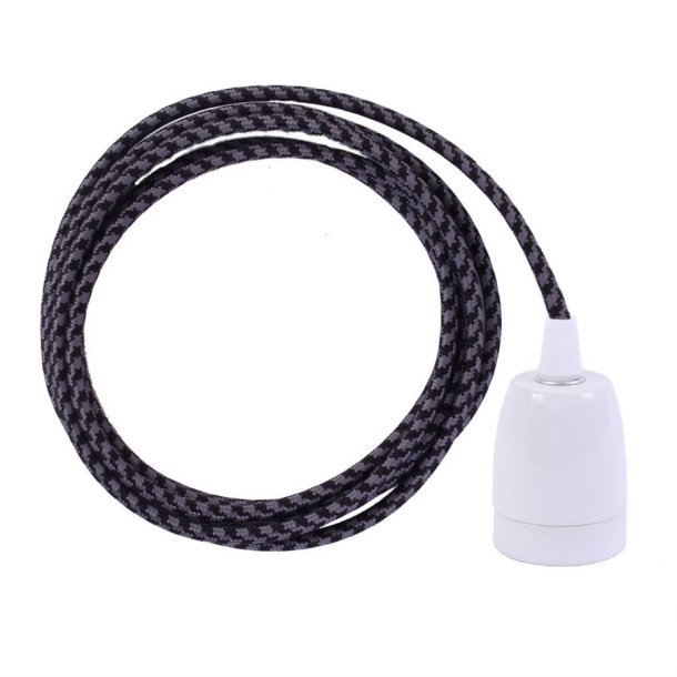 Grey Pepita cable 3 m. w/white porcelain