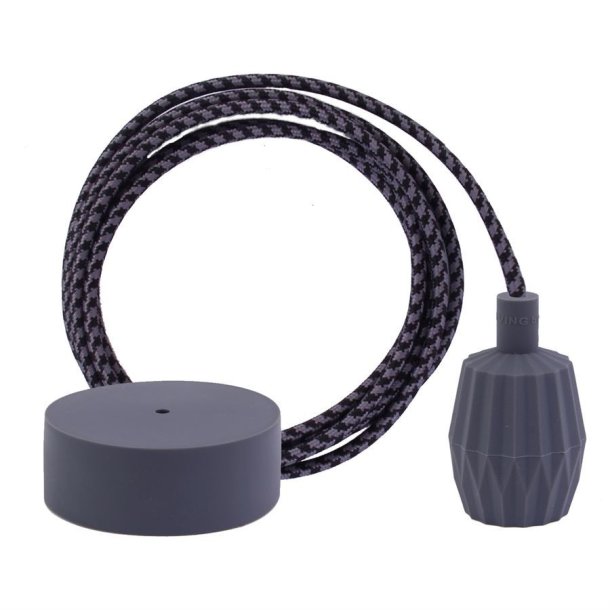 Grey Pepita cable 3 m. w/dark grey Plisse