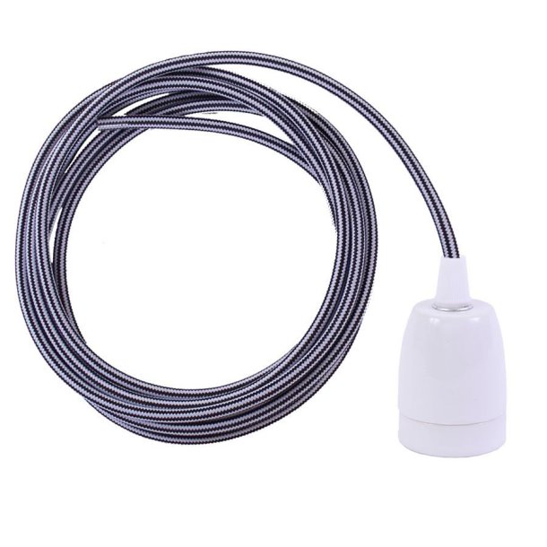 Black Stripe cable 3 m. w/white porcelain