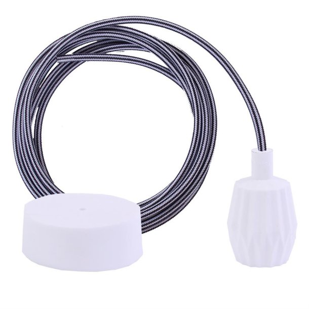 Black Stripe cable 3 m. w/white Plisse