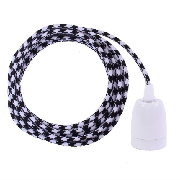 Black Square cable 3 m. w/white porcelain