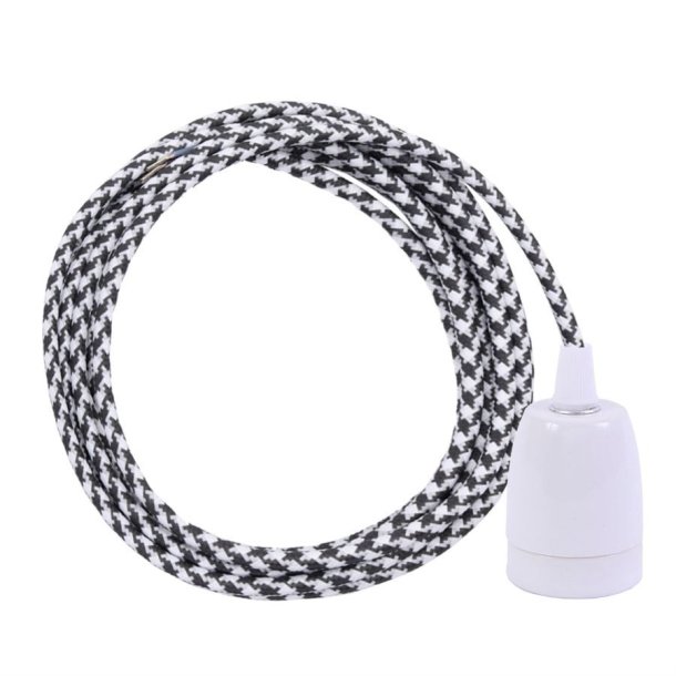 White Pepita cable 3 m. w/white porcelain