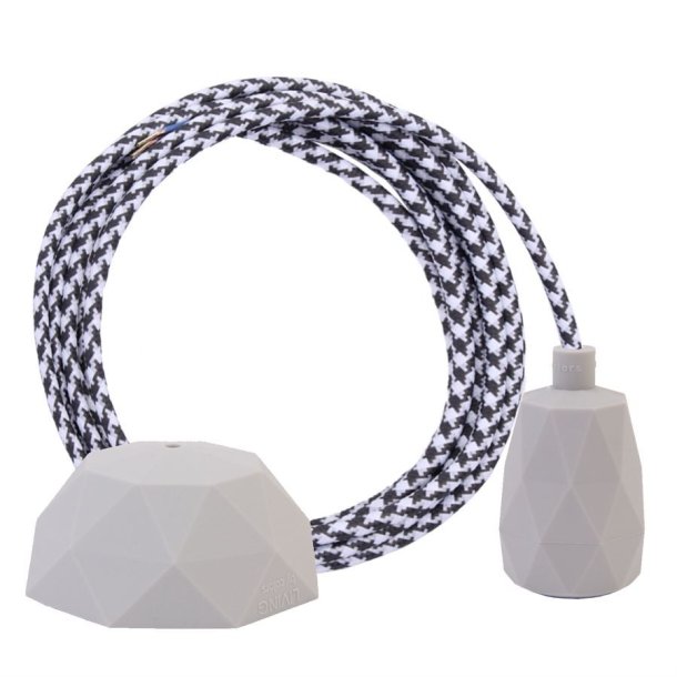 White Pepita cable 3 m. w/pale grey Facet