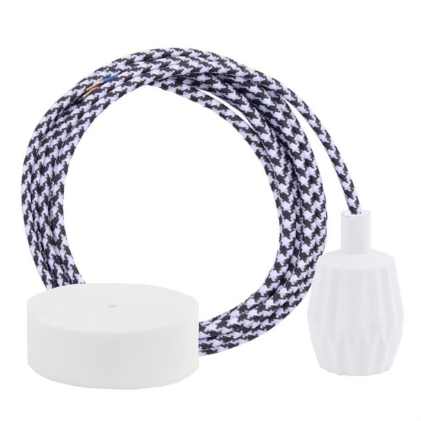 White Pepita cable 3 m. w/white Plisse