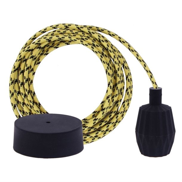 Yellow Cheque cable 3 m. w/black Plisse