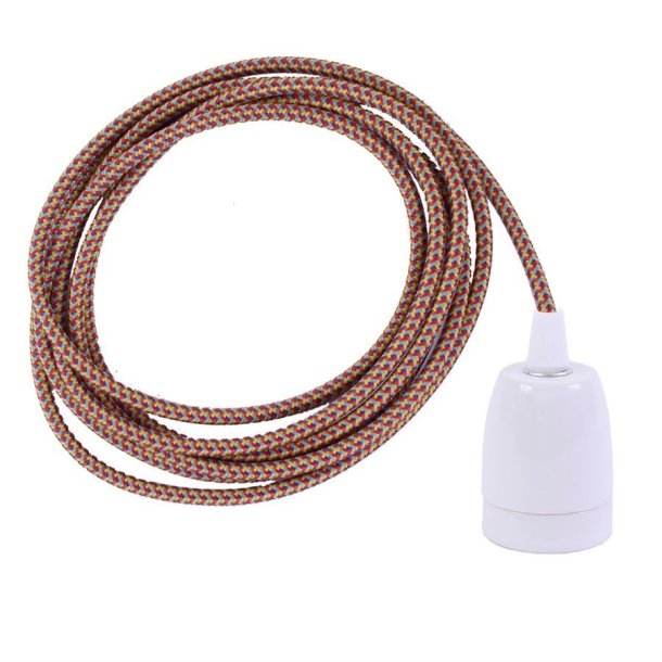 Pink Mix cable 3 m. w/white porcelain