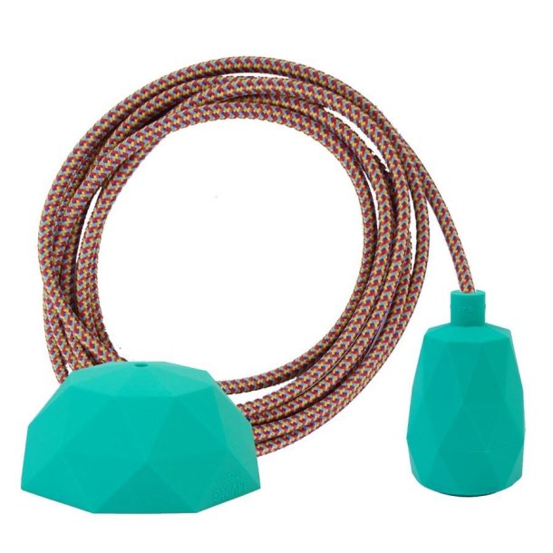 Pink Mix cable 3 m. w/turquoise Facet