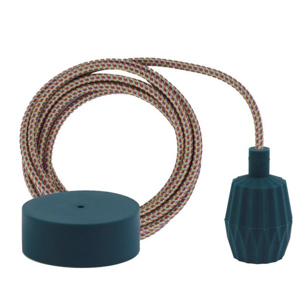 Rainbow Mix cable 3 m. w/dark green Plisse