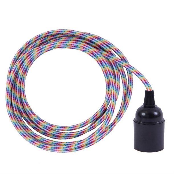 White Rainbow cable 3 m. w/bakelite lamp holder