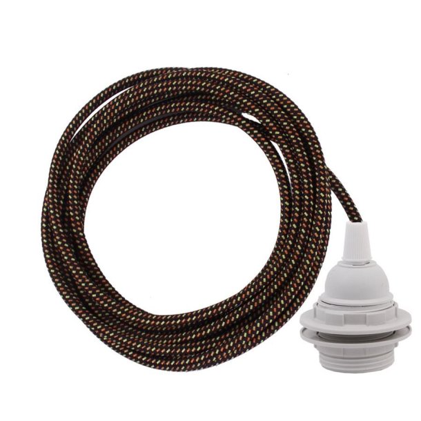 Warm Mix cable 3 m. w/plastic lamp holder w/2 rings E27