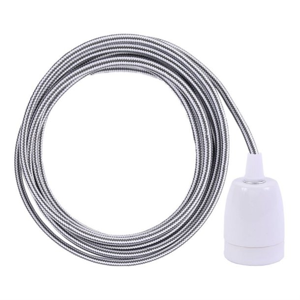 Grey Stripe cable 3 m. w/white porcelain