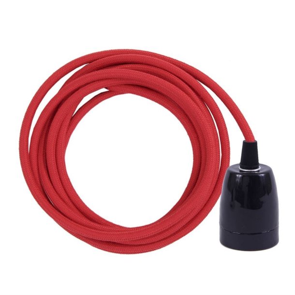 Dusty Red cable 3 m. w/black porcelain