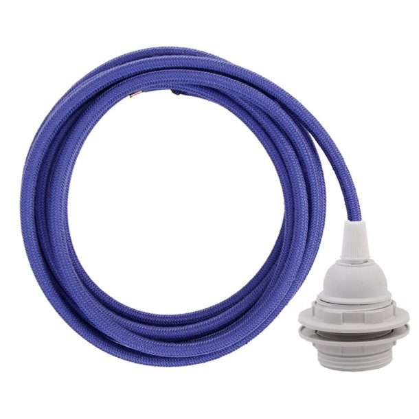 Dusty Dark blue cable 3 m. w/plastic lamp holder w/2 rings E27