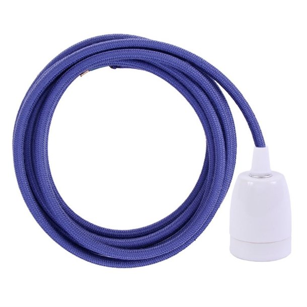 Dusty Dark blue cable 3 m. w/white porcelain