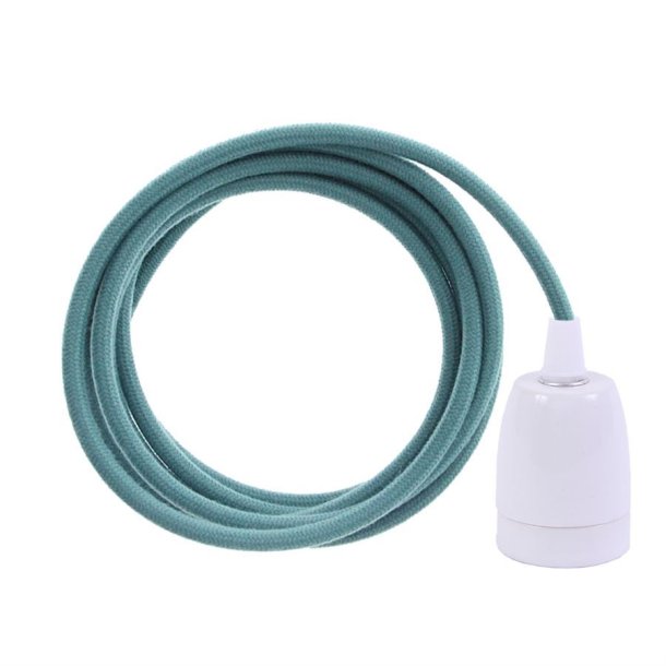 Dusty Ocean blue cable 3 m. w/white porcelain