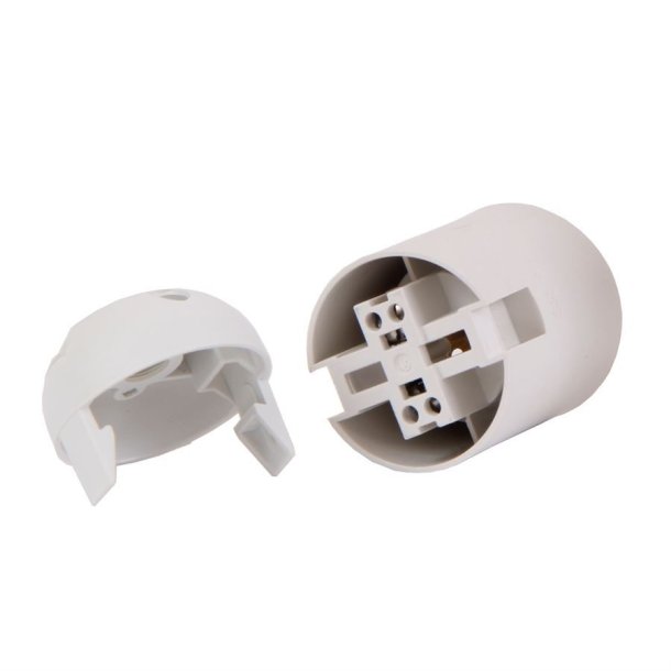 White plastic click lamp holder E27