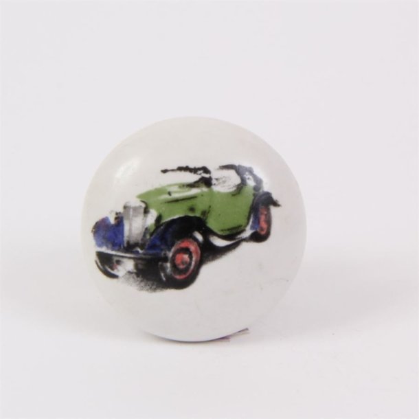 Knob with green car