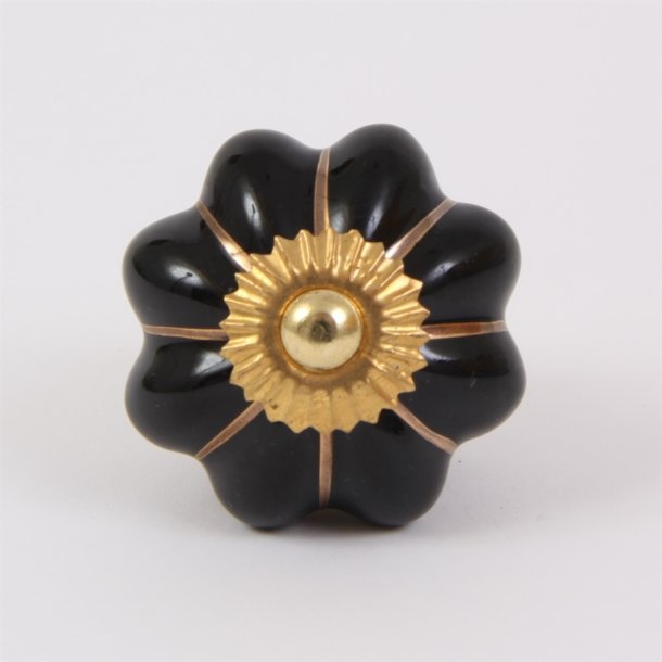 Black melon knob w/gold