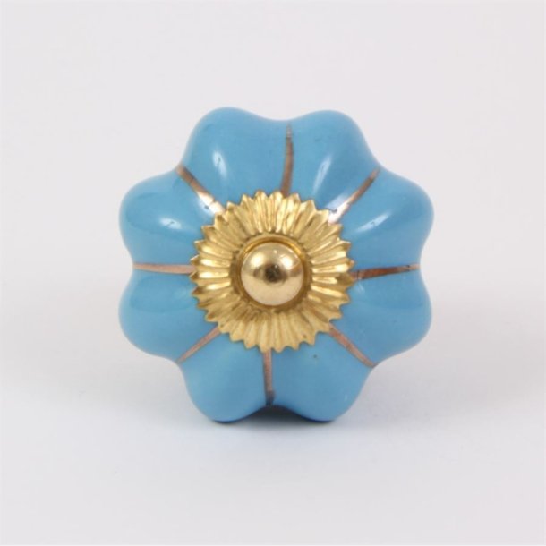 Blue melon knob w/gold