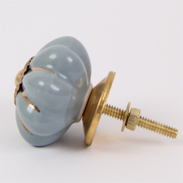 Grey melon knob w/gold