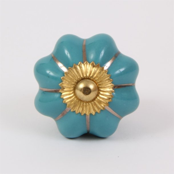 Turquoise melon knob w/gold